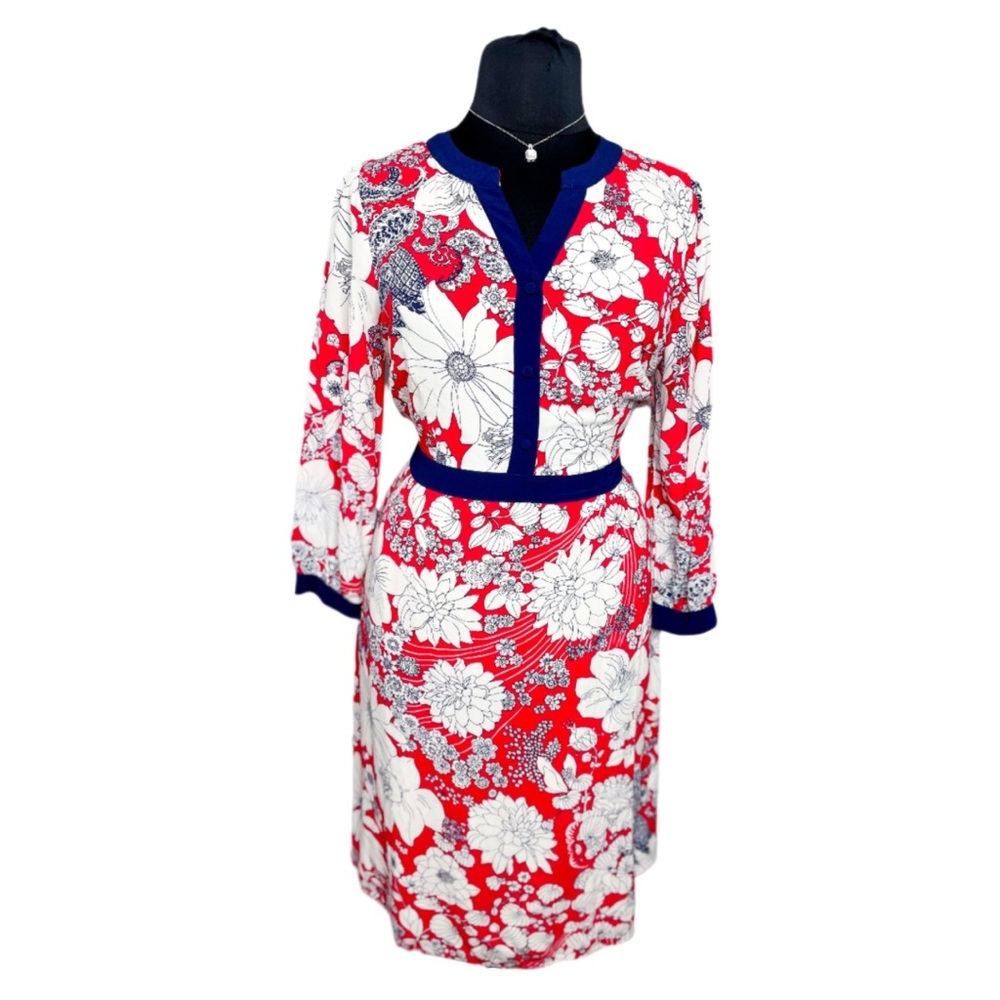 Talbots Red and Blue Floral Dress